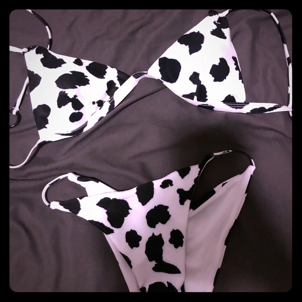Cow print triangle bikini!